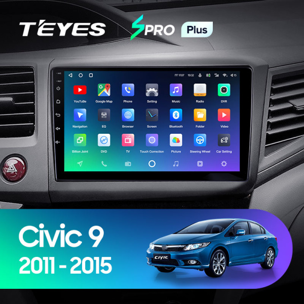 Штатная магнитола Teyes SPRO 3+32G для Civic 9 2011-2015 (Левый руль)