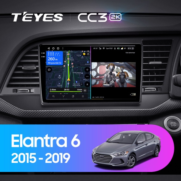 Штатная магнитола Teyes CC3-2K 3+32G  для Hyundai Elantra 6 2015-2019 ТИП-A