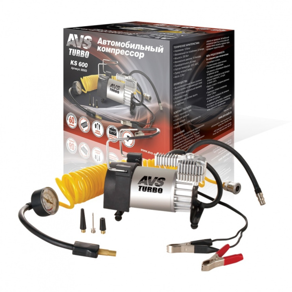 Компрессор автомобильный Turbo AVS KS 600 (60л/мин)