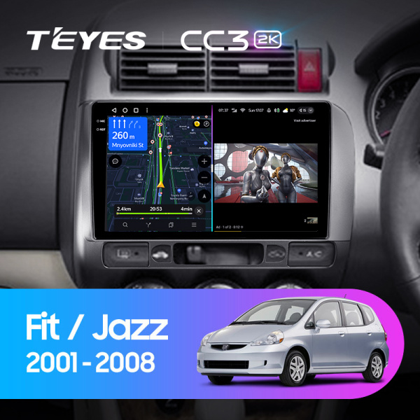 Штатная магнитола Teyes CC3-2K-360 128G для Fit 2001-2008 (Правый руль)