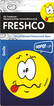 Ароматизатор подвесной картонный Freshco Смайл  Океанский бриз AZARD PSMB-97
