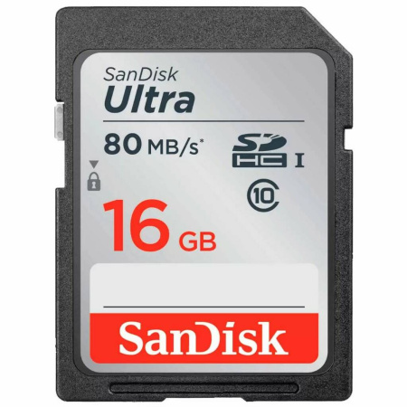 Карта памяти micro SDHC 16GB SanDisk class 10 UHS-I Ultra Android 80MB/s