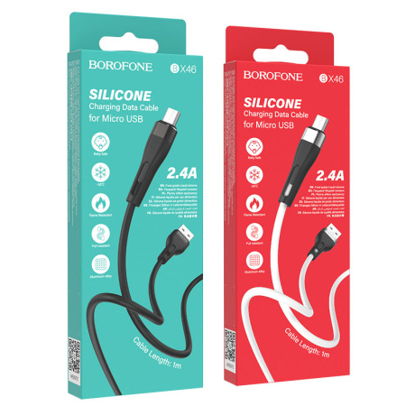 Кабель USB - micro USB 1м 2,4A BOROFONE BX46 силикон.