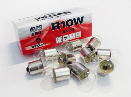 Лампа 12V R10W (BA15s) Vegas (AVS) (1шт.)