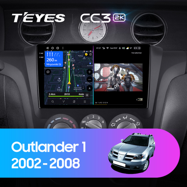 Штатная магнитола Teyes CC3-2K-360 128G для Outlander 2002-2008