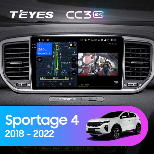 Штатная магнитола Teyes CC3-2K-360 128G  для Sportage 2018-2022 ТИП-B