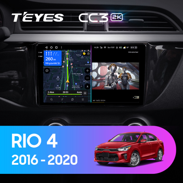 Штатная магнитола Teyes CC3-2K 64G  для Kia RIO 4 X-line 2015-2020 ТИП-A
