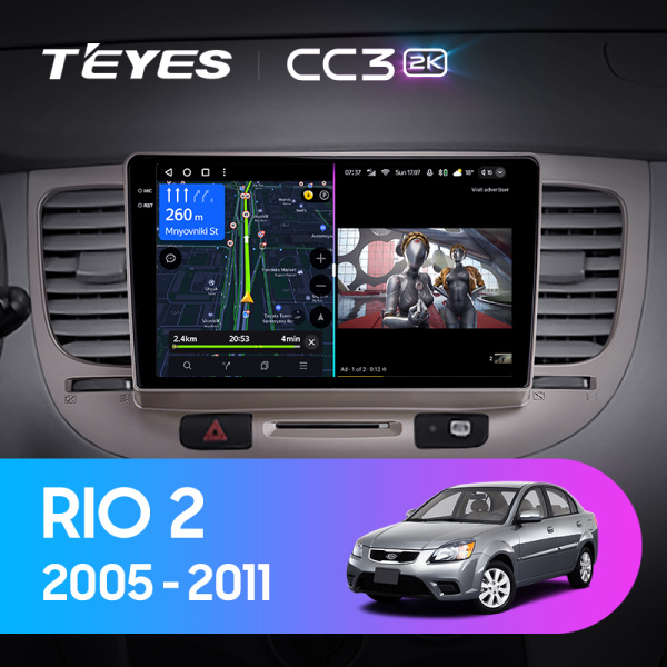 Штатная магнитола Teyes CC3-2K-360 128G для Kia RIO 2 2005-2011