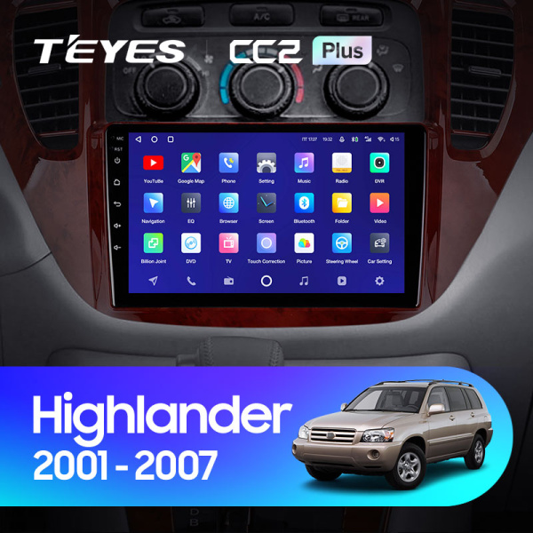 Штатная магнитола Teyes CC2 3+32G для Toyota Highlander 2001-2007 (Правый руль)