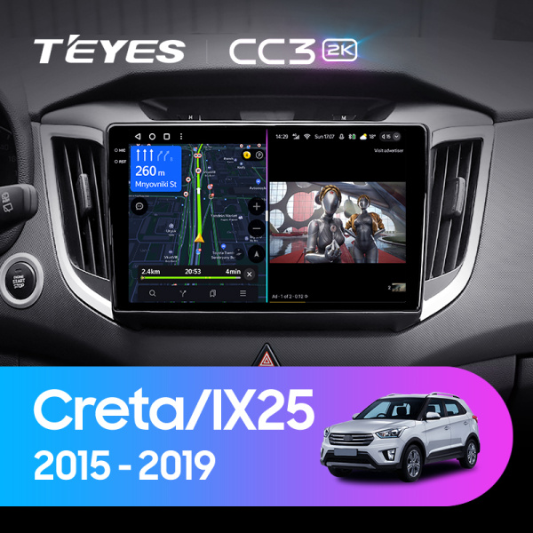 Штатная магнитола Teyes CC3-2K 3+32G для Hyundai Creta iX25 2015-2019