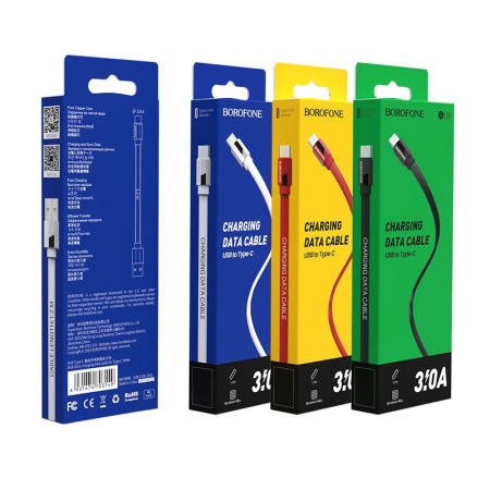 Кабель USB - Type C 1.2м 3A BOROFONE BU8 плоский