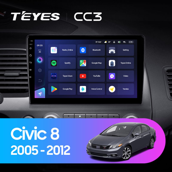 Штатная магнитола Teyes CC3L 3+32G для Civic 8 2005-2012 (Левый руль) Штатная магнитола Teyes CC3L 3+32G для Civic 8 2005-2012 (Левый руль)