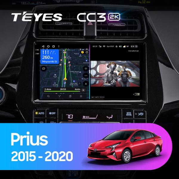 Штатная магнитола Teyes CC3-2K 64G для Toyota Prius 2015-2020 (Правый руль)