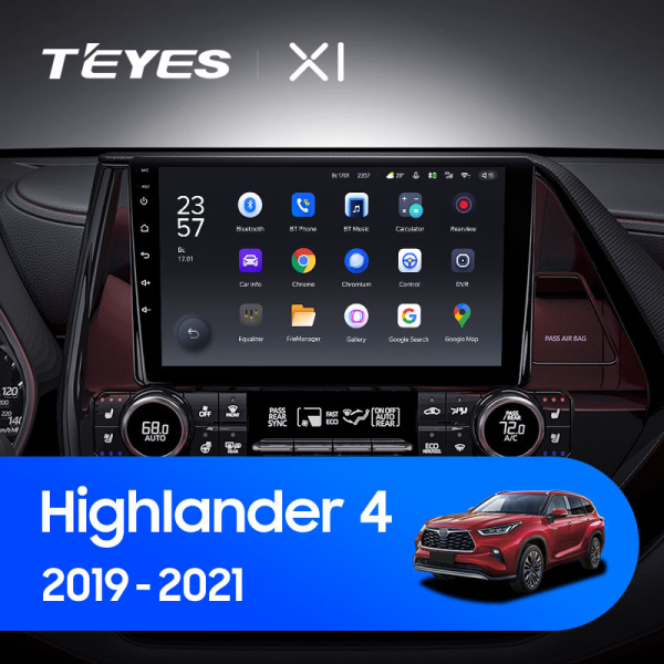 Штатная магнитола Teyes X1 4G 2+32G для Toyota Highlander 2019-2021 (Правый руль)