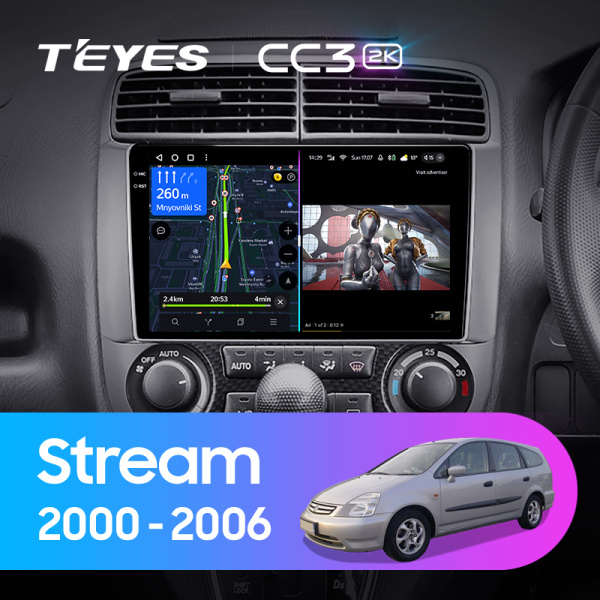 Штатная магнитола Teyes CC3-2K-360 128G для Stream 2000-2006