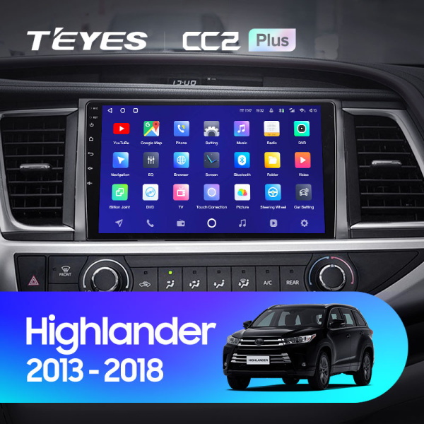 Штатная магнитола Teyes CC2 4+32G для Toyota Highlander 2013-2019 (Правый руль)