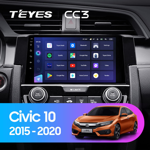 Штатная магнитола Teyes CC3L 3+32G для Civic 10 2015-2020 (Левый руль) Штатная магнитола Teyes CC3L 3+32G для Civic 10 2015-2020 (Левый руль)