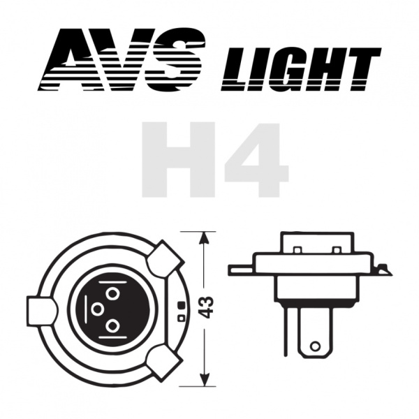 Лампа галоген AVS H4 12V60/55W SIRIUS/NIGHT WAY/ PB 2шт (комплект)
