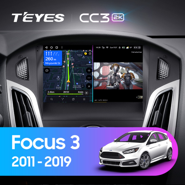 Штатная магнитола Teyes CC3-2K-360 128G для Focus 2011-2019