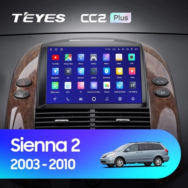Штатная магнитола Teyes CC2 Plus 6/128 Toyota Sienna 2 II XL20 (2003-2010)
