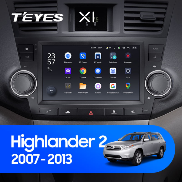 Штатная магнитола Teyes X1 4G 2+32G для Toyota Highlander 2007-2013 (Правый руль)