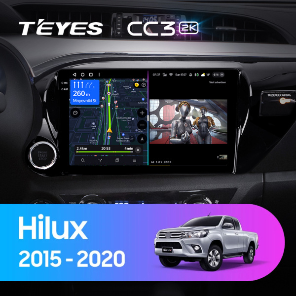 Штатная магнитола Teyes CC3-2K 64G для Toyota Hilux 2015-2021 (Левый руль)