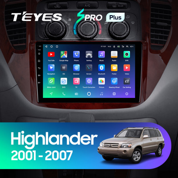 Штатная магнитола Teyes SPRO 3+32G для Toyota Highlander 2001-2007 (Правый руль)