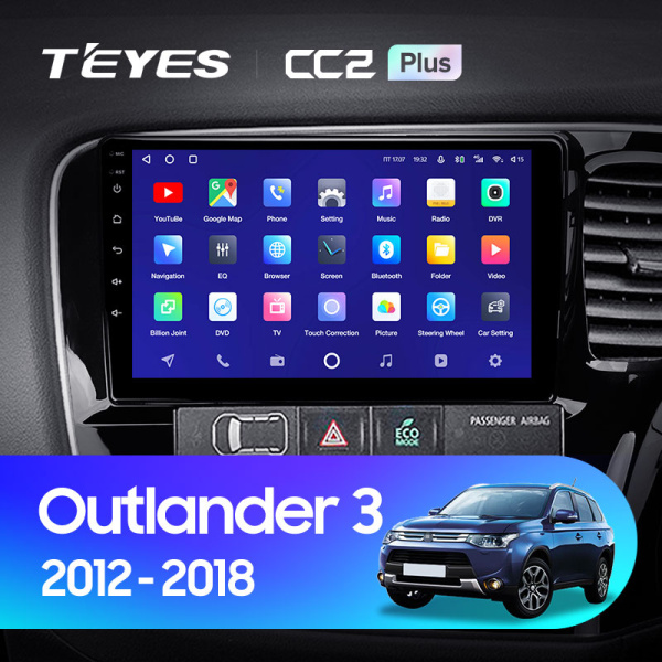 Штатная магнитола Teyes CC2 4+32G  для Outlander 2012-2018 ТИП-B