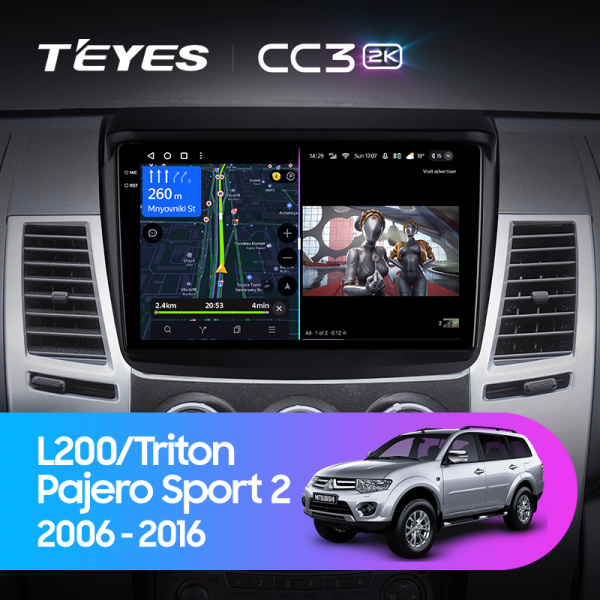 Штатная магнитола Teyes CC3-2K 4+32G для Pajero Sport2 L200 2008-2016