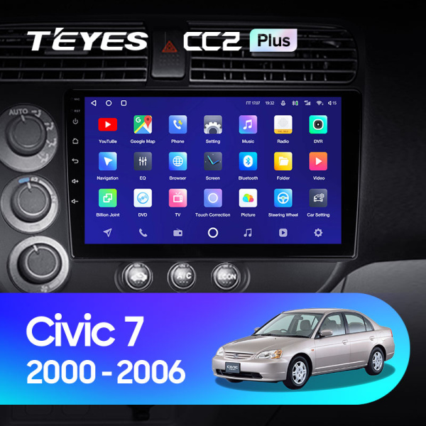 Штатная магнитола Teyes CC2 3+32G для Civic 7 2000-2006 (Правый руль)