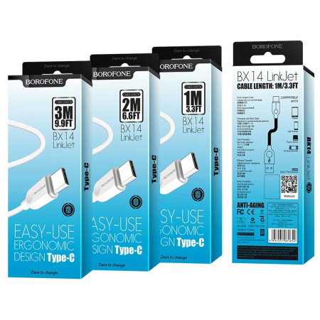 Кабель USB - Type C 2м 3A BOROFONE BX14