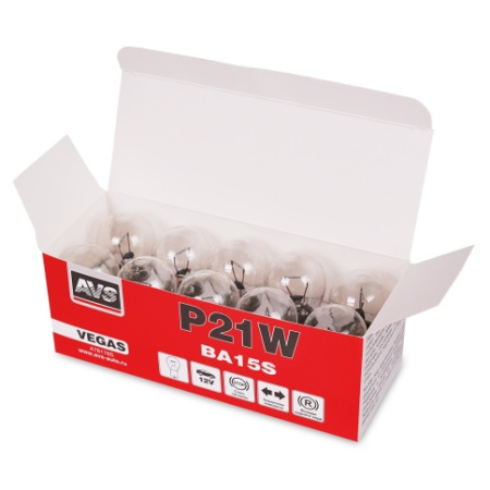 Лампа 12V P21W (BA15s) Vegas (AVS) (1шт.)