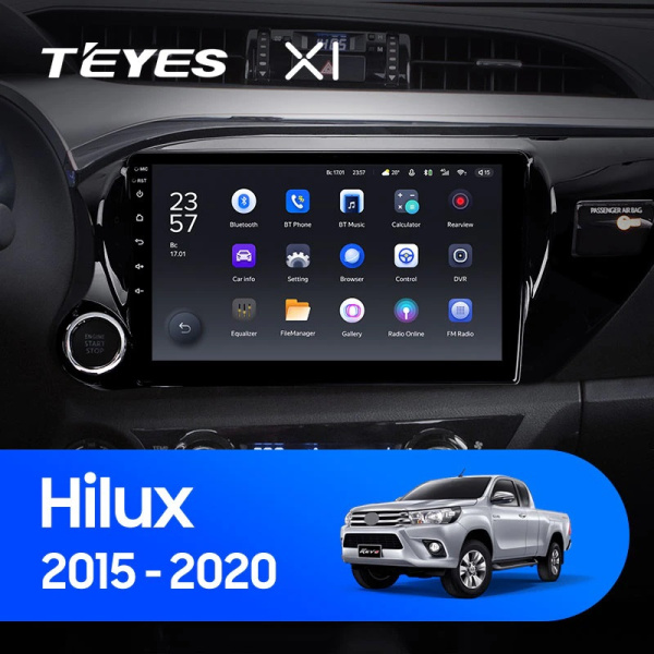 Штатная магнитола Teyes X1 4G 2+32G для Toyota Hilux 2015-2021 (Правый руль)
