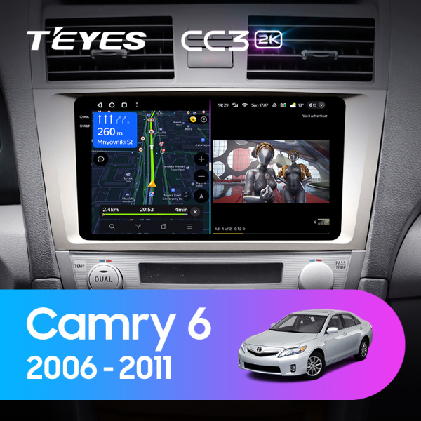 Штатная магнитола Teyes CC3-2K 4+32G для Toyota Camry 2006-2011 (Правый руль)