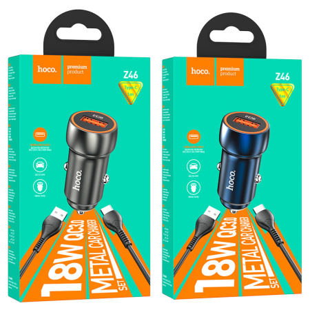 Зарядное устройство авто. HOCO Z46 3A 18W QC3.0