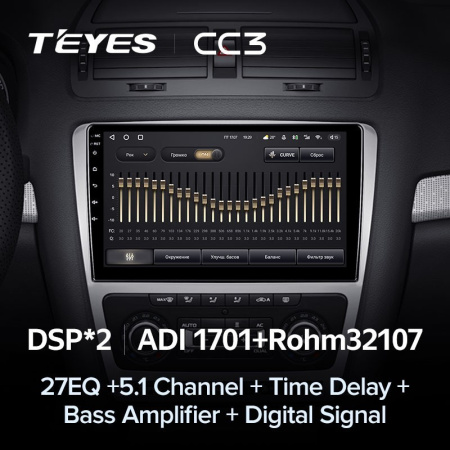 Штатная магнитола Teyes CC3 360 6/128 Skoda Octavia 2 A5 (2008-2013) Серая