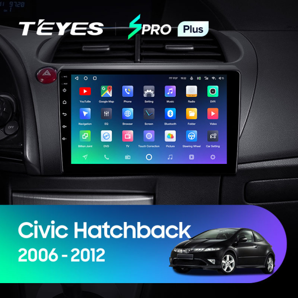Штатная магнитола Teyes SPRO 4+32G для Civic Hatchback 2006-2012 (Левый руль)