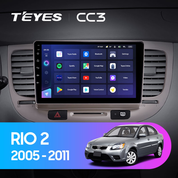 Штатная магнитола Teyes CC3L 4+32G для Kia RIO 2 2005-2011 Штатная магнитола Teyes CC3L 4+32G для Kia RIO 2 2005-2011