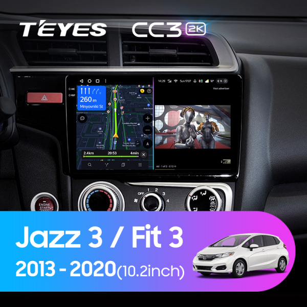 Штатная магнитола Teyes CC3-2K 64G  для Jazz Fit 2013-2020 ТИП-A