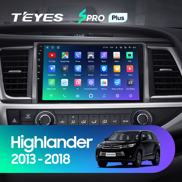 Штатная магнитола Teyes SPRO 3+32G для Toyota Highlander 2013-2019 (Правый руль)