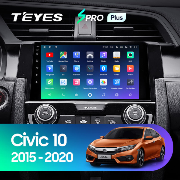 Штатная магнитола Teyes SPRO 4+32G для Civic 10 2015-2020 (Левый руль)