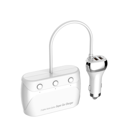 Разветвитель прикуривателя на 3 выхода + 4*USB 3400mAh LDNIO C504 QC 3.0 со шнуром (LD_B4431)