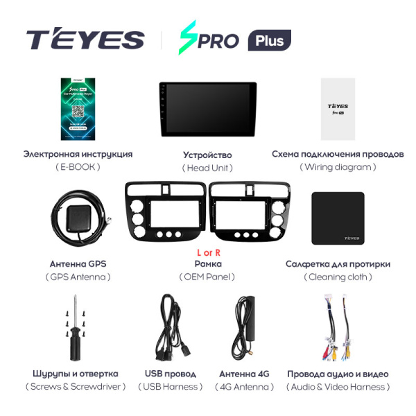 Штатная магнитола Teyes SPRO 4+32G для Civic 7 2000-2006 (Правый руль)