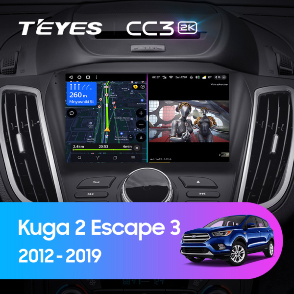 Штатная магнитола Teyes CC3-2K 4+32G для Kuga 2012-2019
