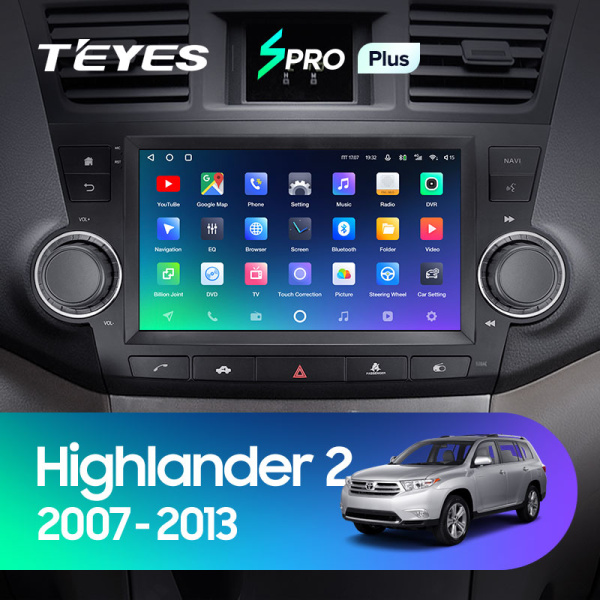 Штатная магнитола Teyes SPRO 3+32G для Toyota Highlander 2007-2013 (Правый руль)