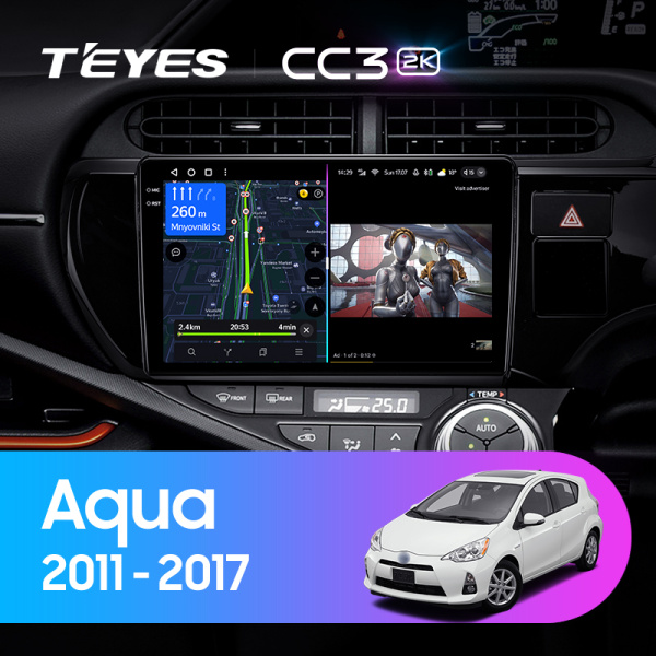 Штатная магнитола Teyes CC3-2K 4+32G для Aqua 2011-2017