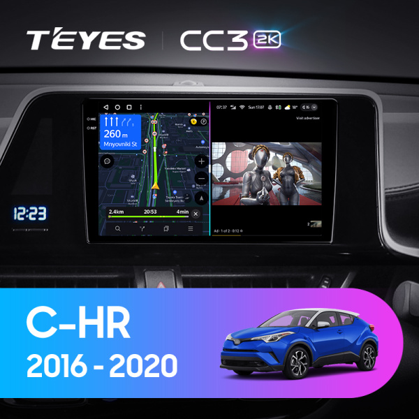 Штатная магнитола Teyes CC3-2K 128G для Toyota CHR 2016-2020 (Правый руль)