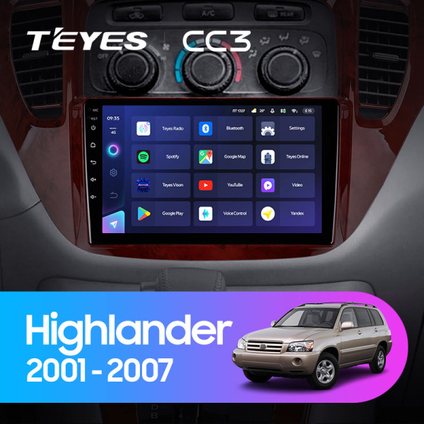 Штатная магнитола Teyes CC3L 3+32G для Toyota Highlander 2001-2007 (Правый руль) Штатная магнитола Teyes CC3L 3+32G для Toyota Highlander 2001-2007 (Правый руль)